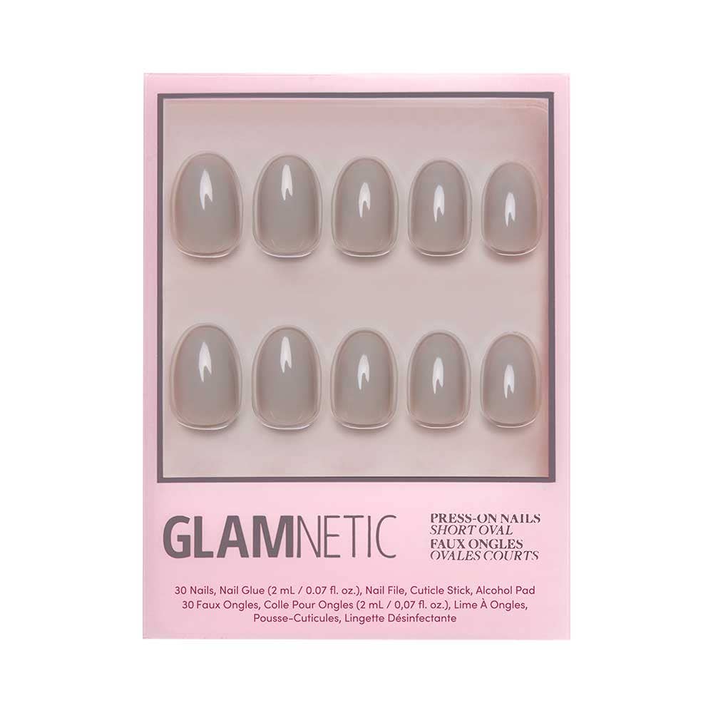 Pure Gray Press-On Nails | Short Oval Solid Holiday Nails