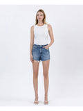 High Rise Frayed Hem Denim Shorts
