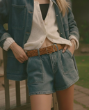Gold Buckle Wide Suede Braided Belt