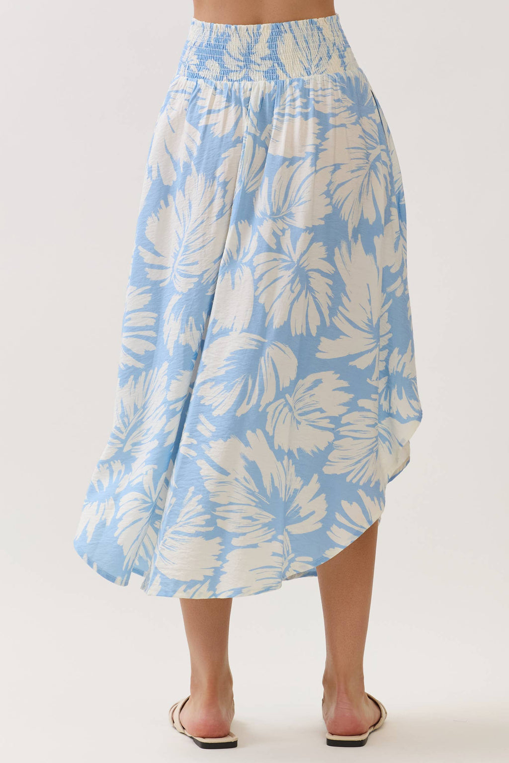 Tropical Smocked Waist Flowy Skirt