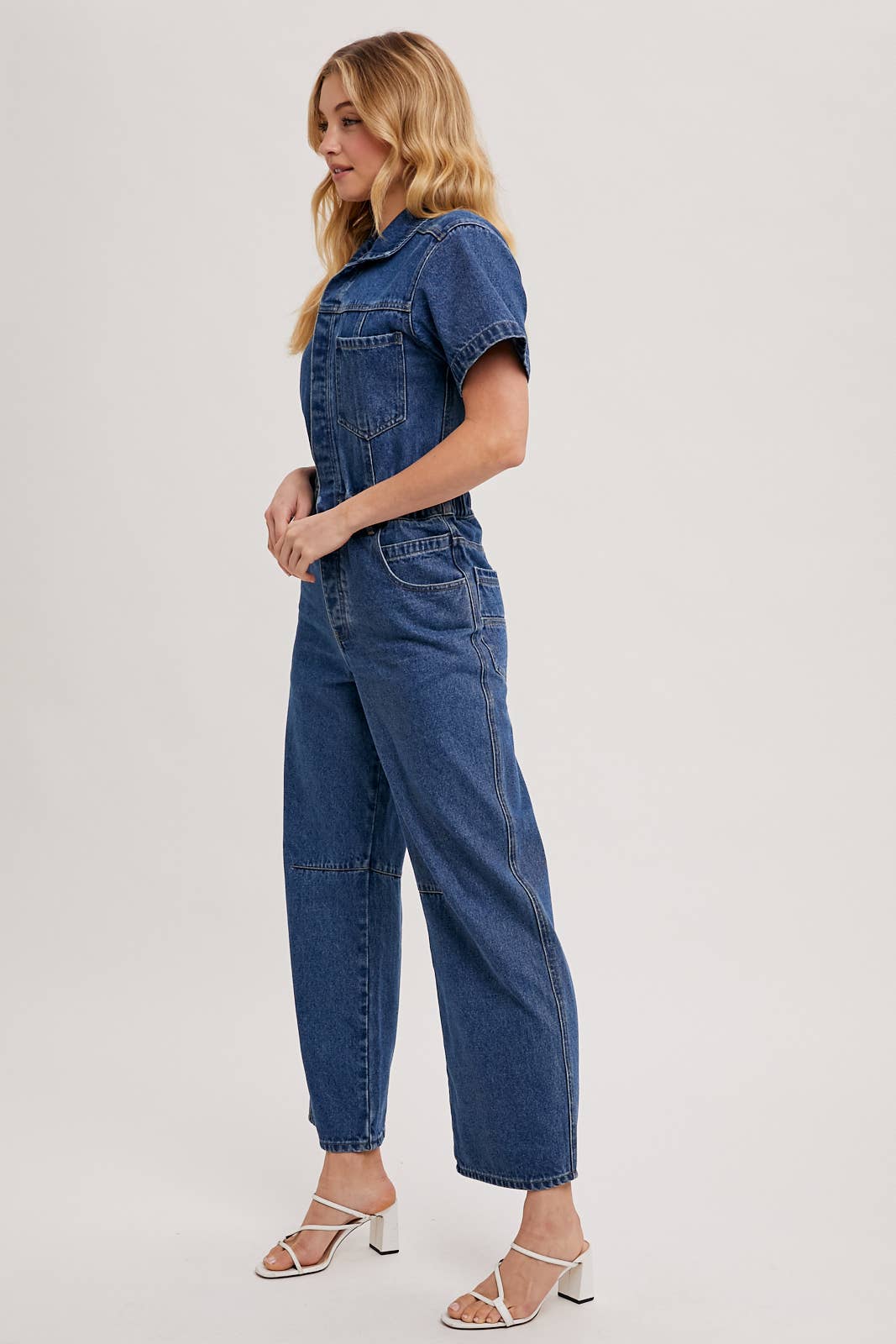 Denim Button Front Jumpsuit