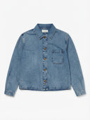 Denim Cropped Button Down Top