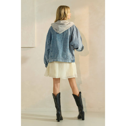 Sweater Hooded Denim Jacket