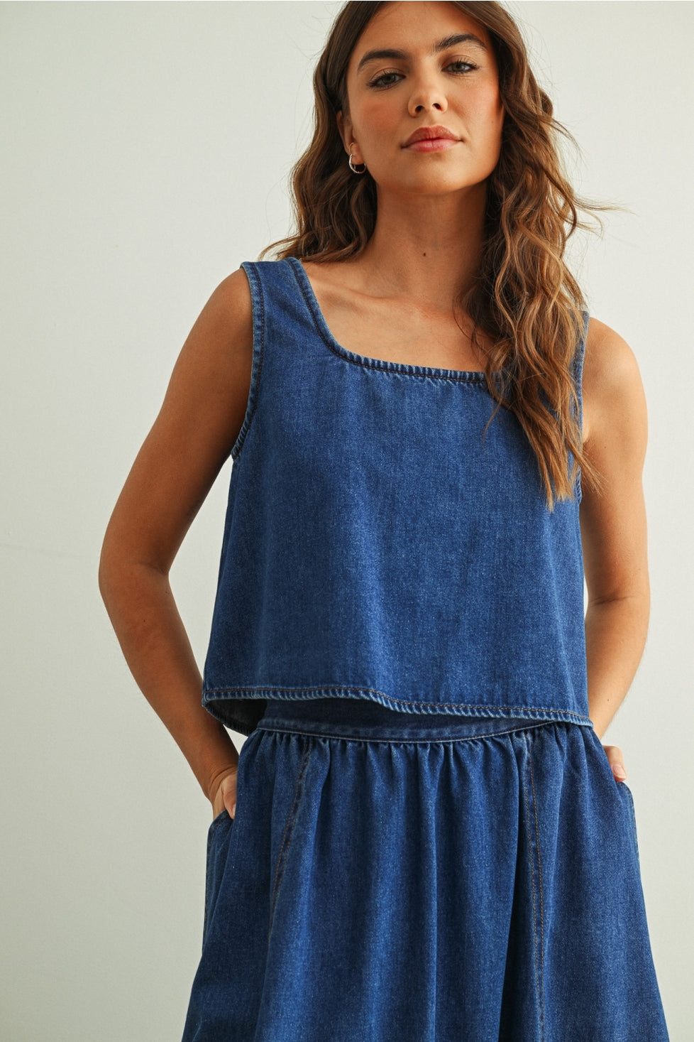 Soft Denim Sleeveless Tops