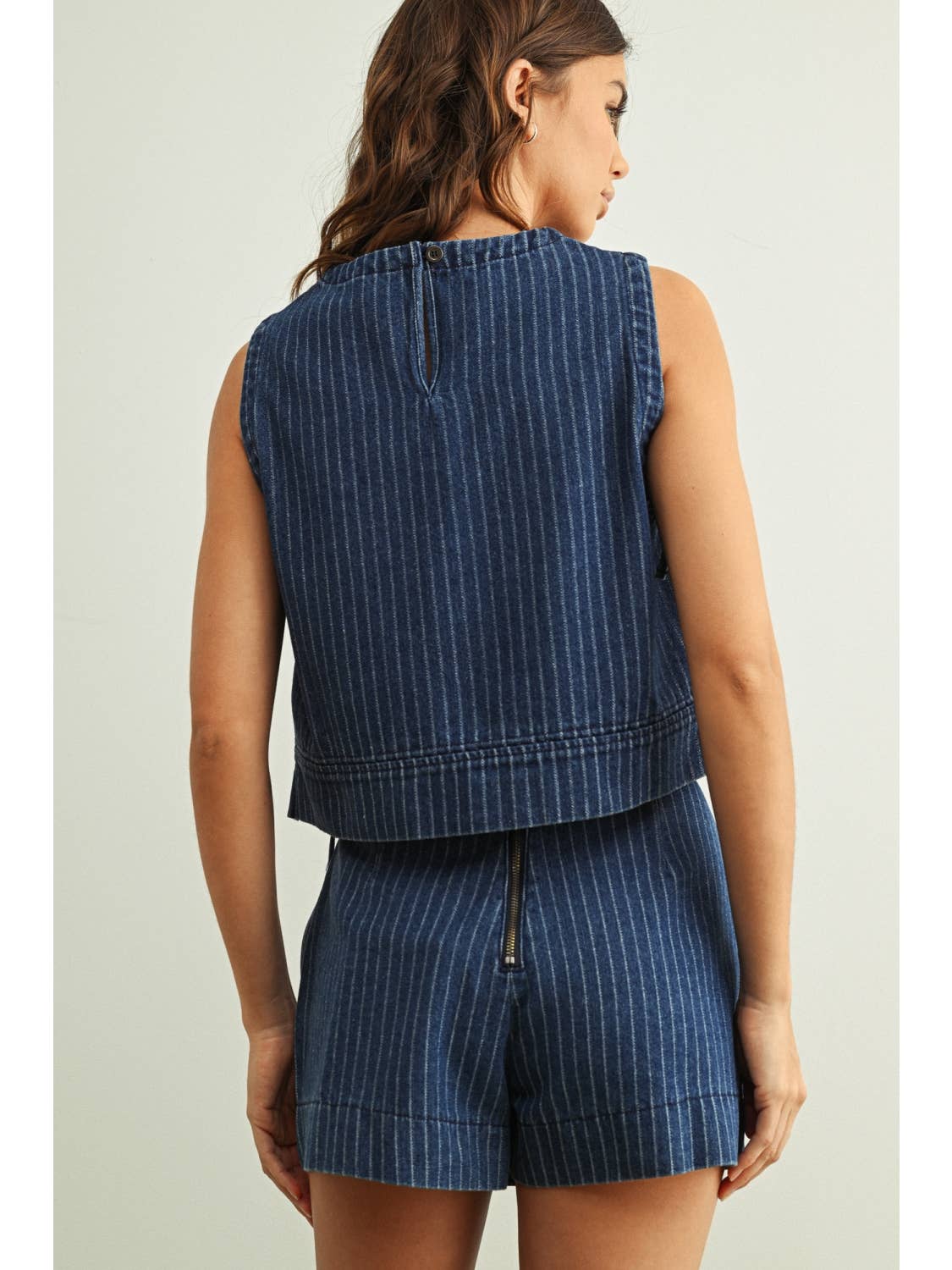 Pinstripe Denim Skort