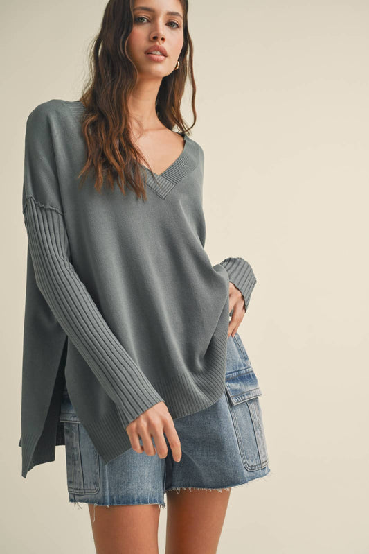 Oversized V- Neck Sweater