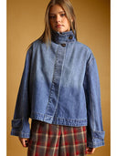 Elara High-Collar Jean Jacket