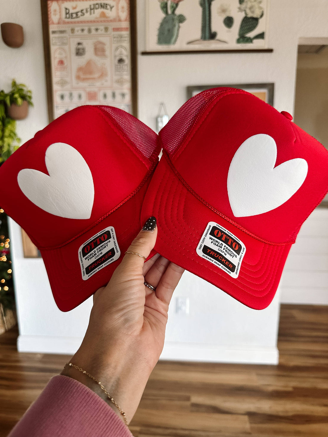 Puff Heart Valentines Day Trucker Hat