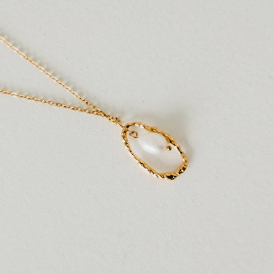 Drop Pearl Open Circle Pendant Necklace