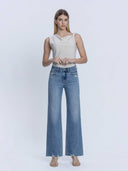 HIGH RISE SLANT SIDE SEAM VINTAGE FLARE JEANS