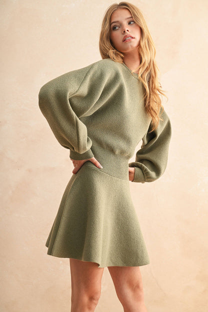 BALLON SLEEVE SWEATER DRESS