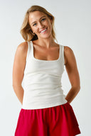 Square Neck Ribbed Tank Top