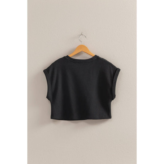 Casual Waffled Knit Crop Top