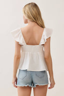 Double Gauze Sleeve Ruffled Babydoll Top