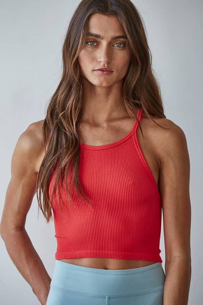 High Quality Seamless Sleeveless Halter Neck Top