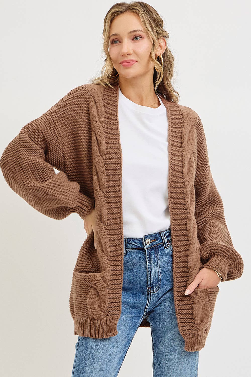 Logan Chunky Cable Knit Cardigan