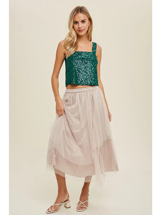 Sequin Relaxed Crop Tank