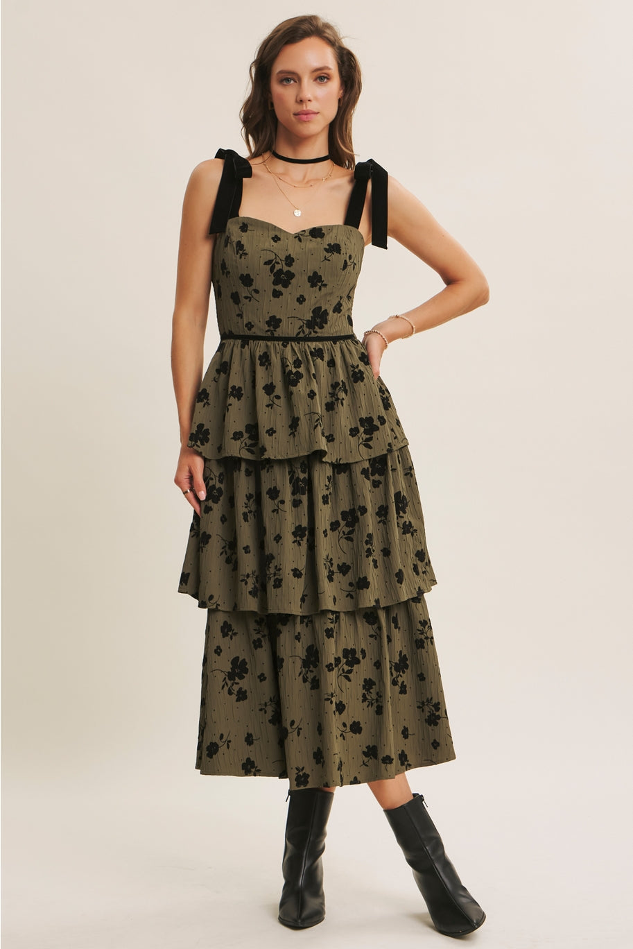 Floral Tiered Midi Dress