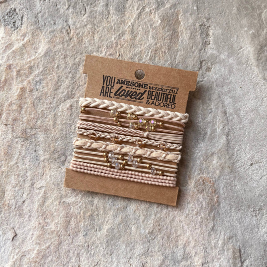 Rhinestone Hair Ties on Kraft Card | Beige