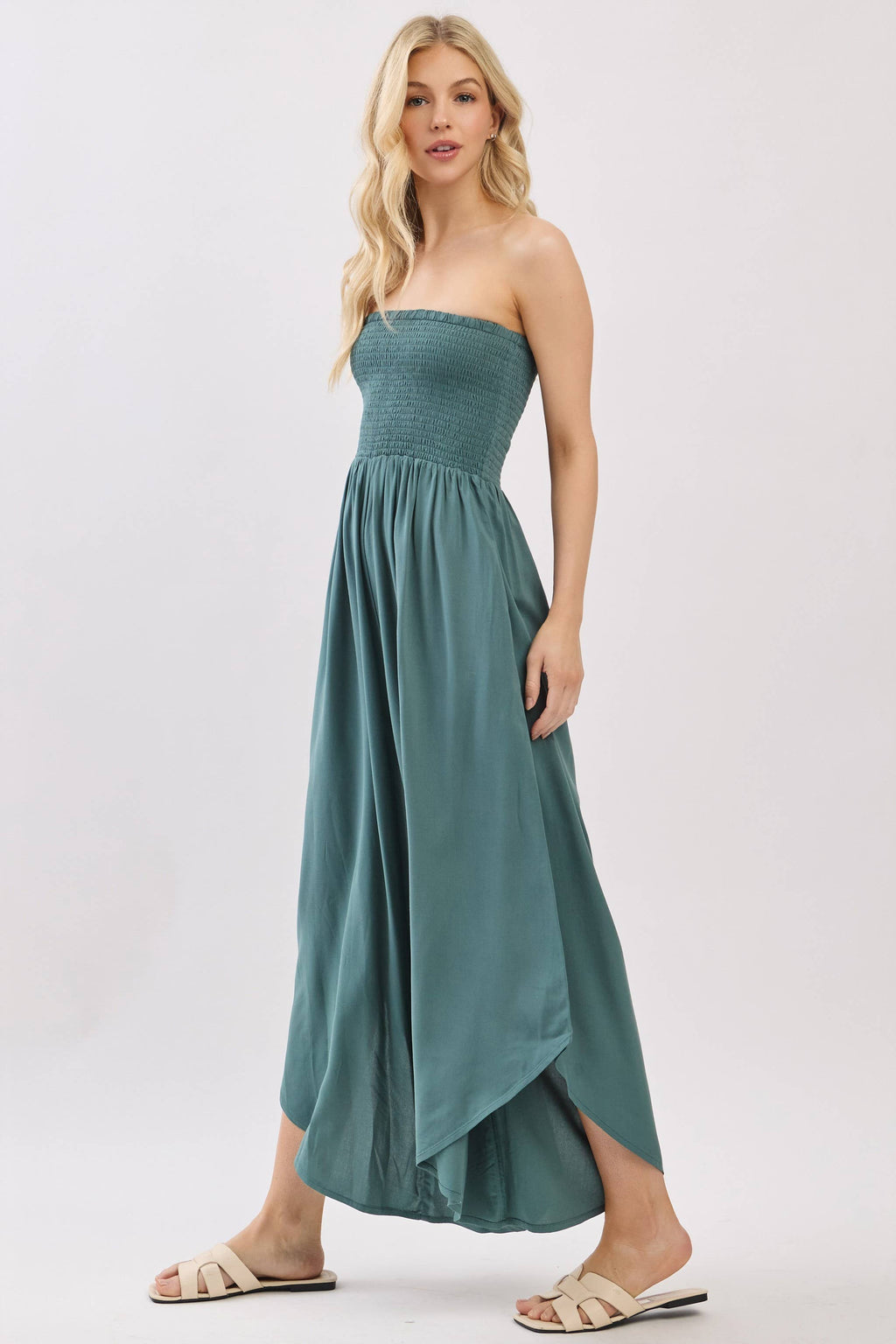 Serenity Smocked Strapless Jumpsuit