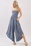 Serenity Smocked Strapless Jumpsuit