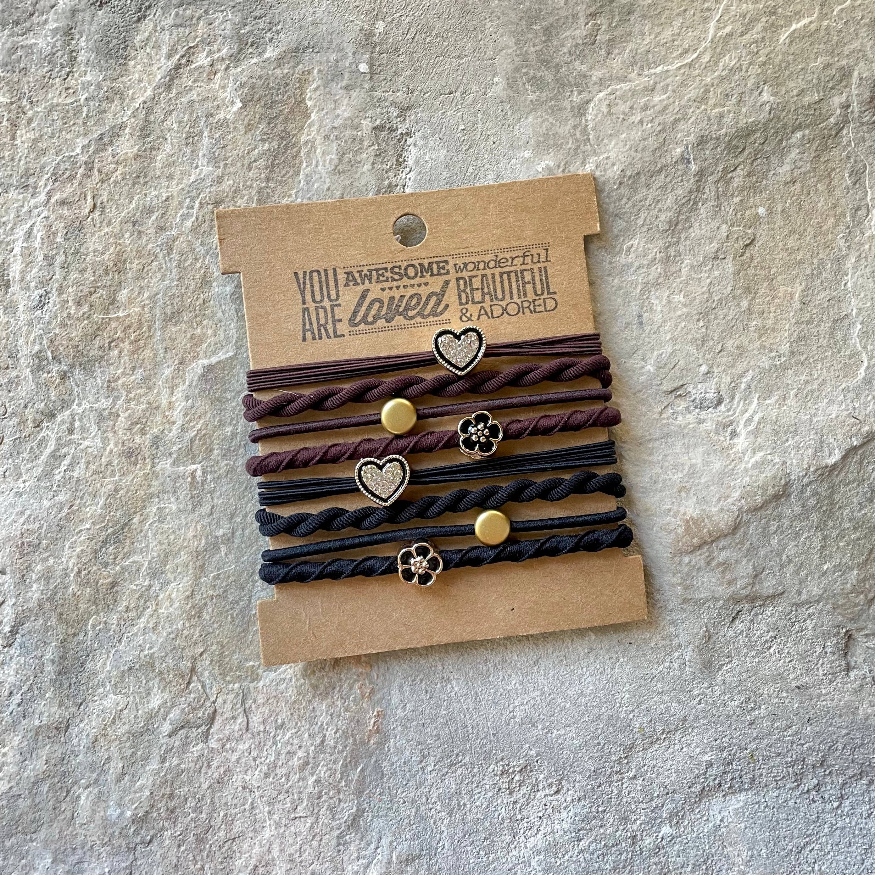 Charm Hair Ties | Brown &amp; Black