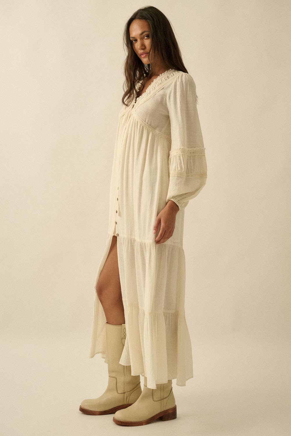 Tibby Button-Front Maxi Dress