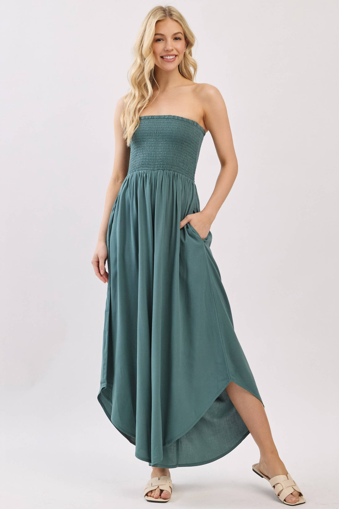 Serenity Smocked Strapless Jumpsuit
