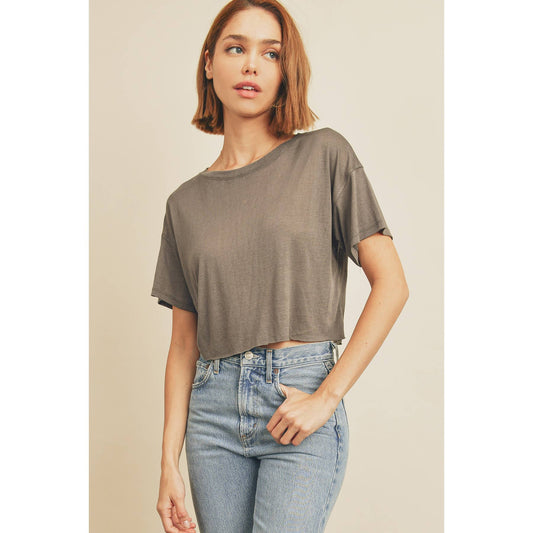 Camden Cropped Raw Hem Tee