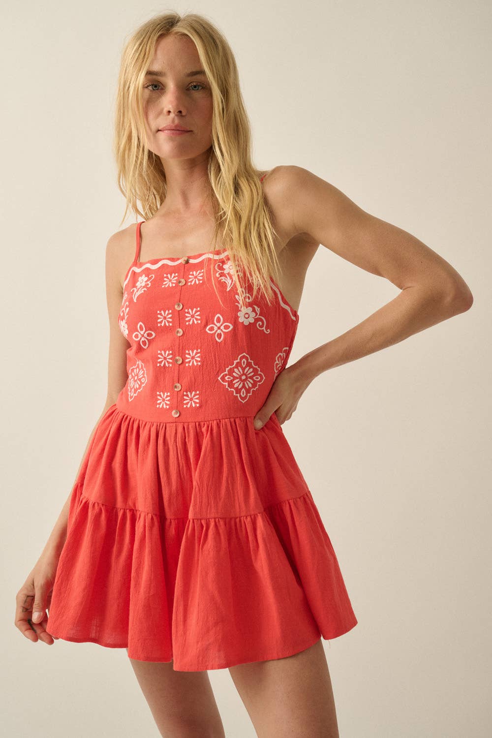 Fire Tiered Ruffle Cami Romper