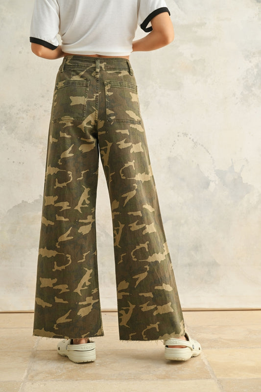 Camouflage Wide Leg Pants
