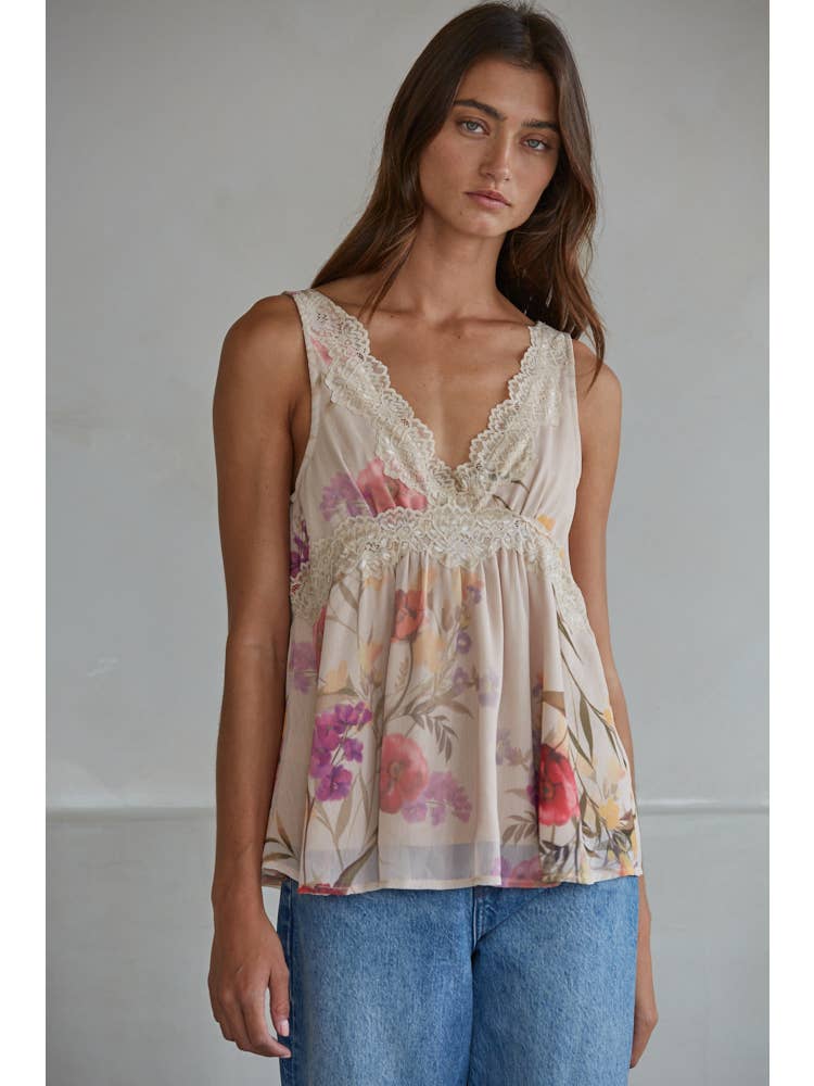 Floral Print Babydoll Top