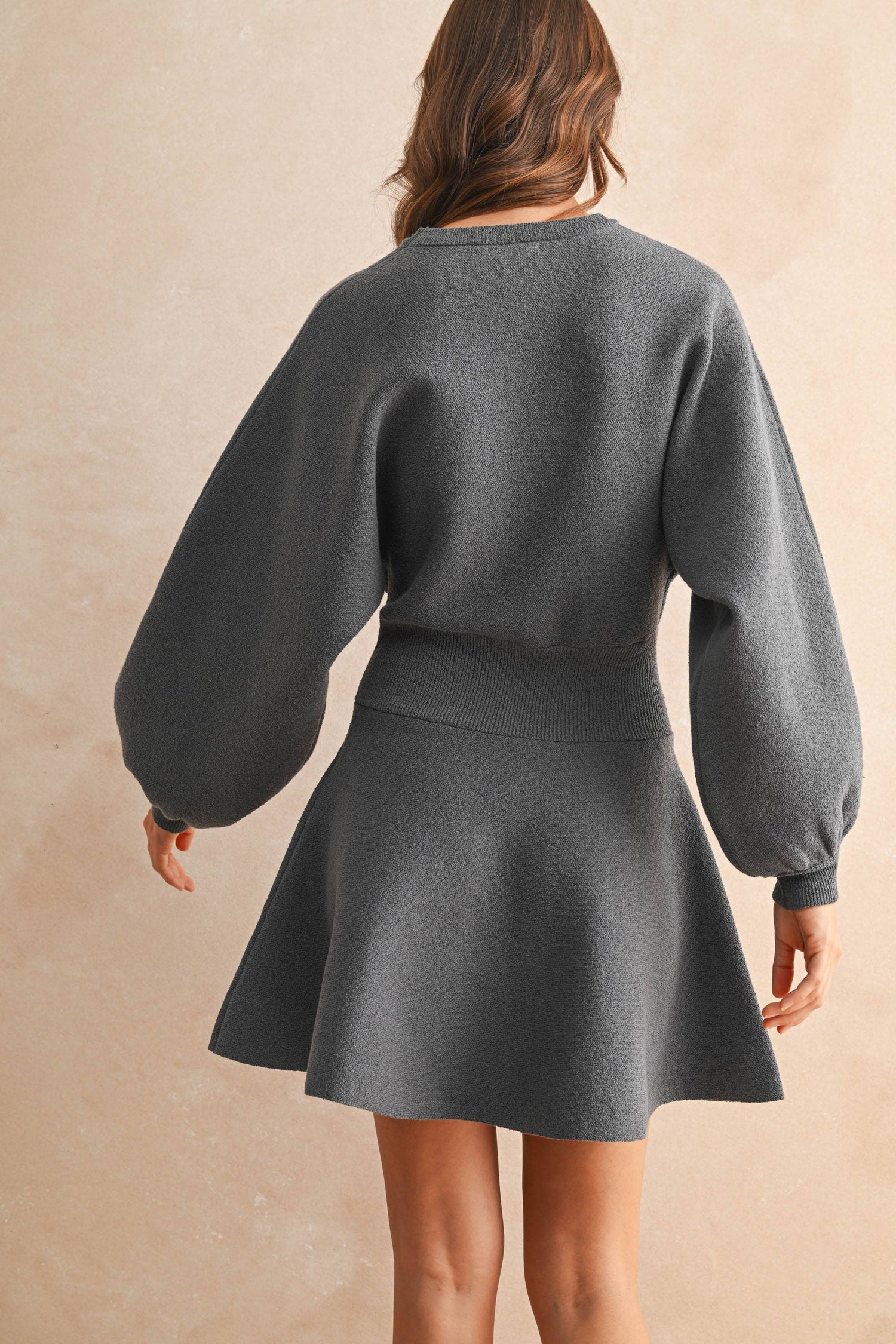 BALLON SLEEVE SWEATER DRESS