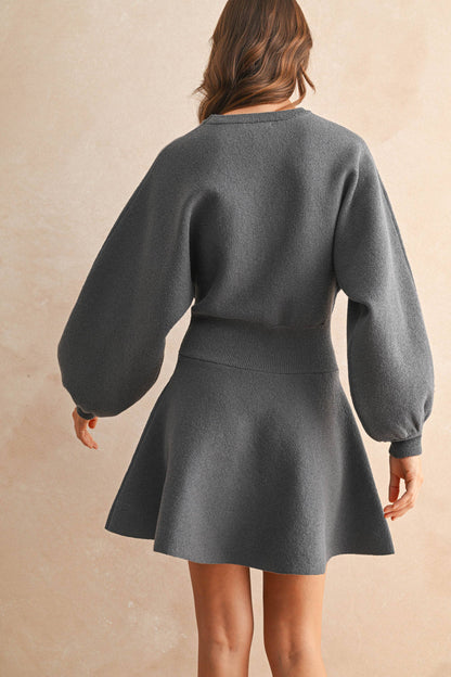BALLON SLEEVE SWEATER DRESS
