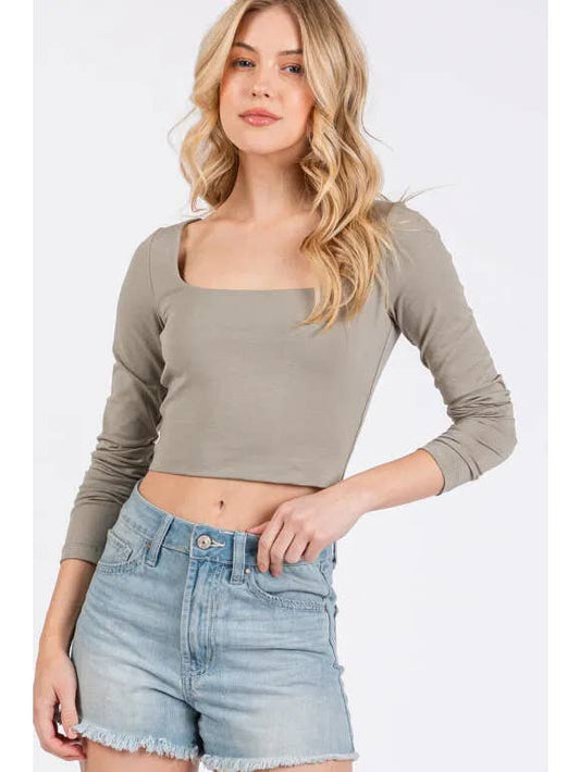 Double Layer Long Sleeve Crop
