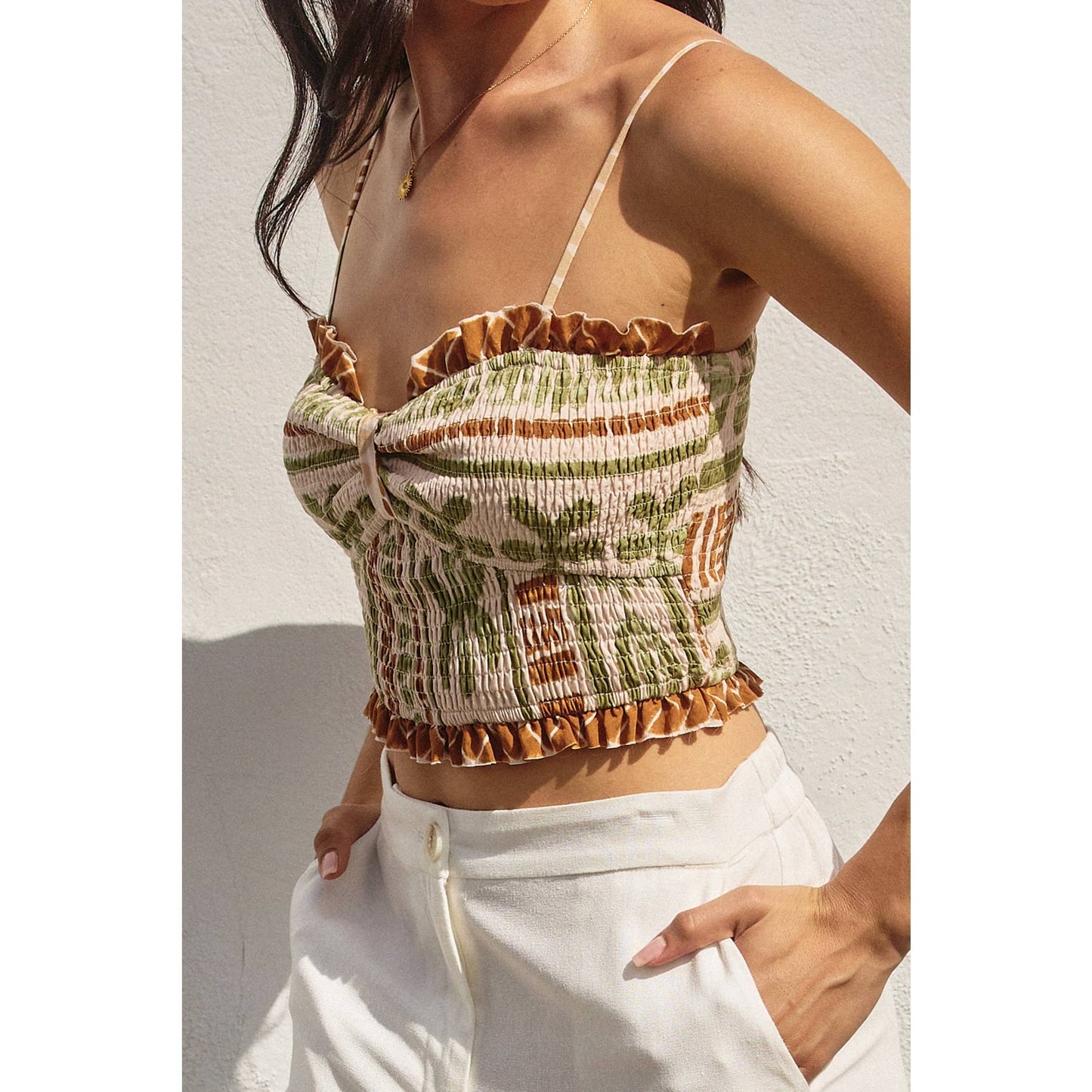 Kyra Smocked Crop Top