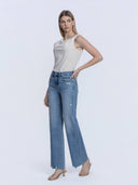 HIGH RISE SLANT SIDE SEAM VINTAGE FLARE JEANS