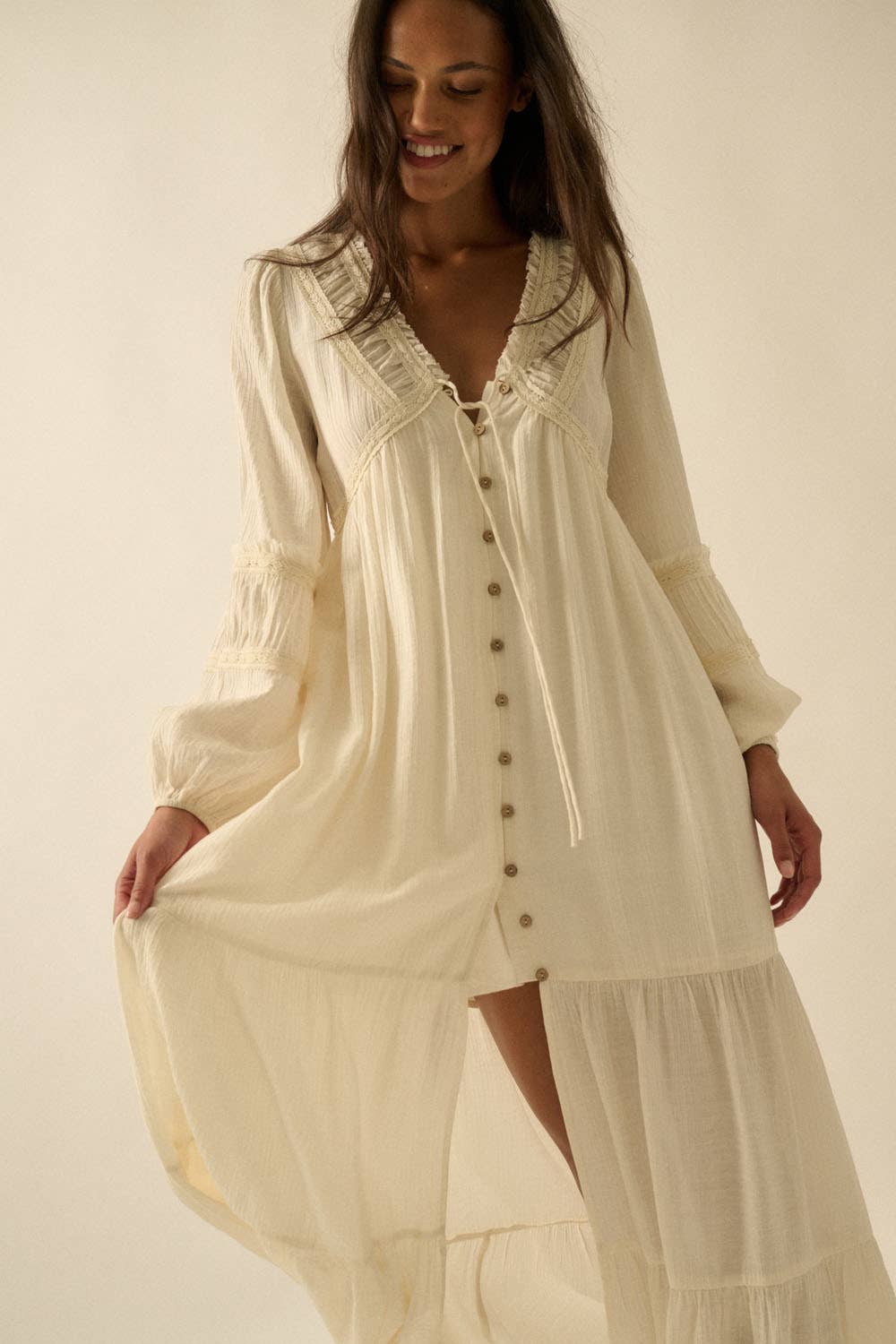 Tibby Button-Front Maxi Dress