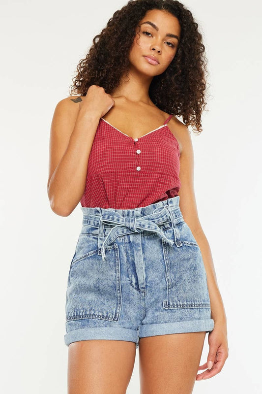High Rise Paper Bag Shorts