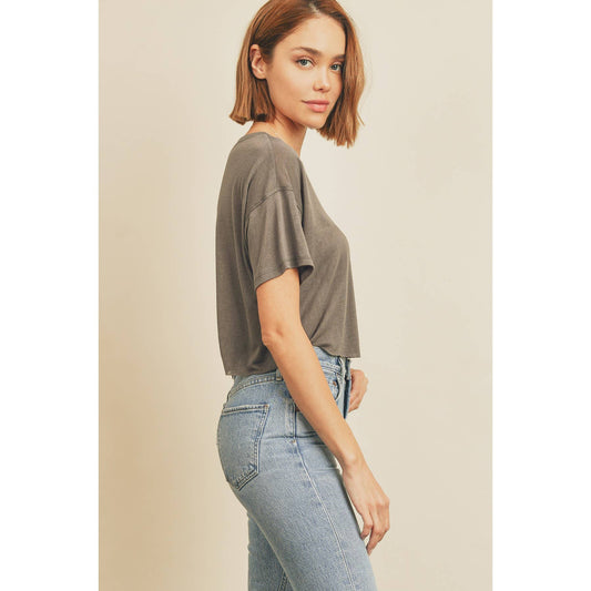 Camden Cropped Raw Hem Tee