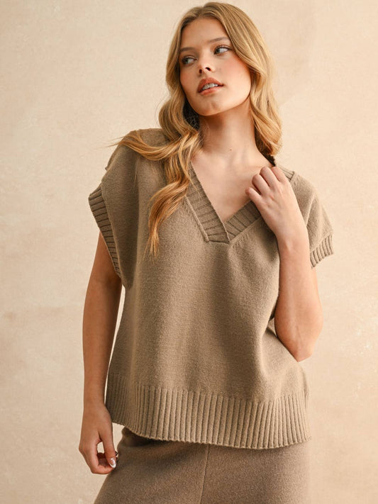 Angie V Neck Pullover Sweater