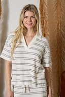 Marla Striped Collared Knit Top