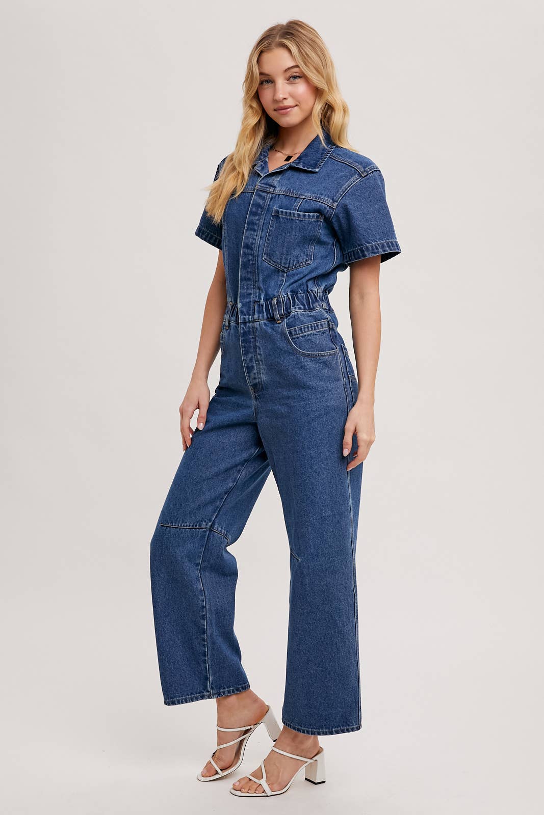 Denim Button Front Jumpsuit