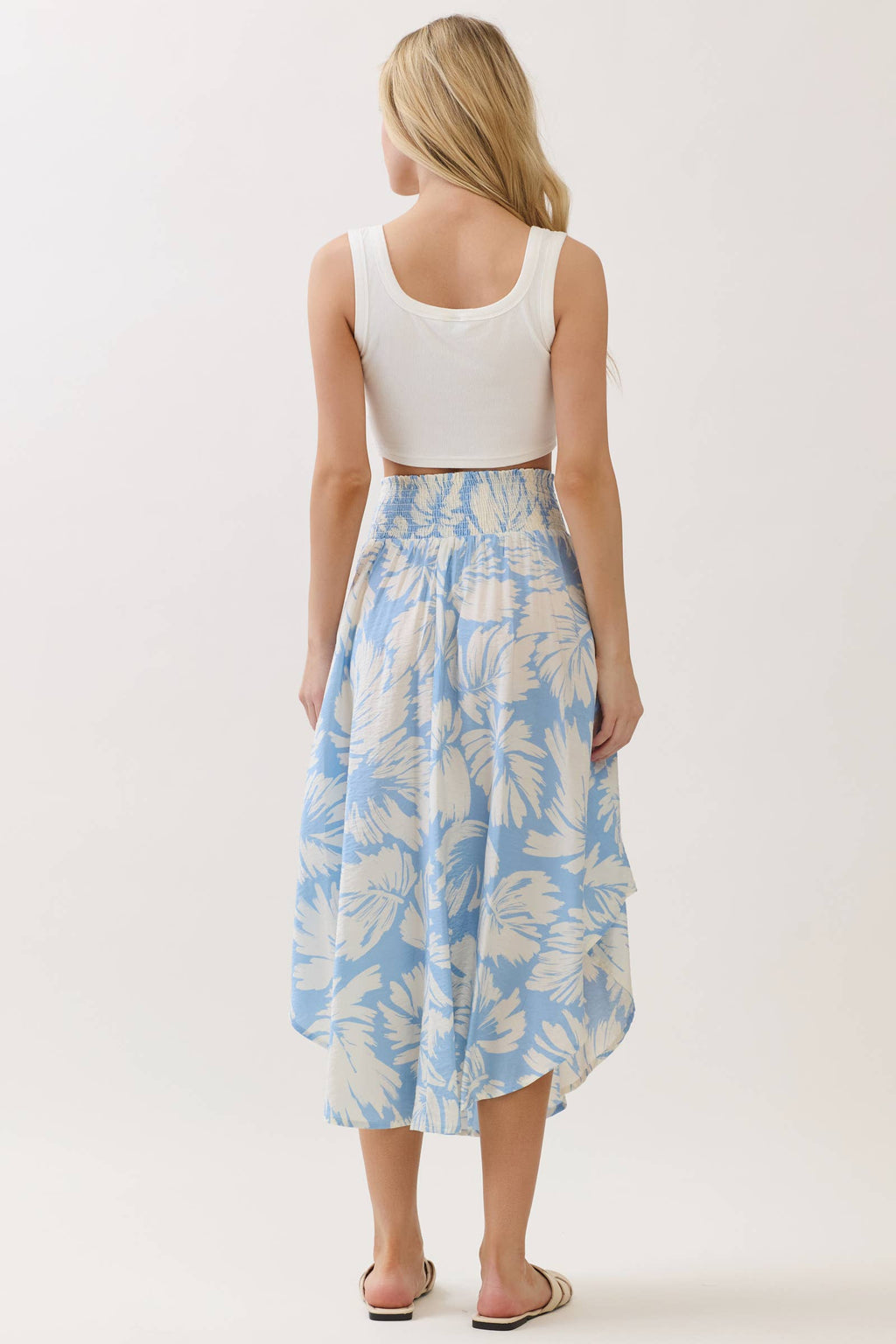Tropical Smocked Waist Flowy Skirt