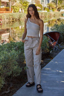 High Quality Seamless One Shoulder Ribbed Top