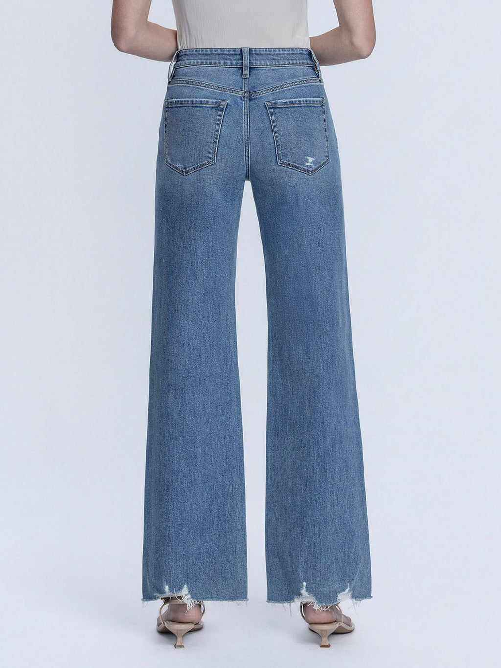 HIGH RISE SLANT SIDE SEAM VINTAGE FLARE JEANS