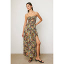 Tropical Cutout Smocked Maxi Dress