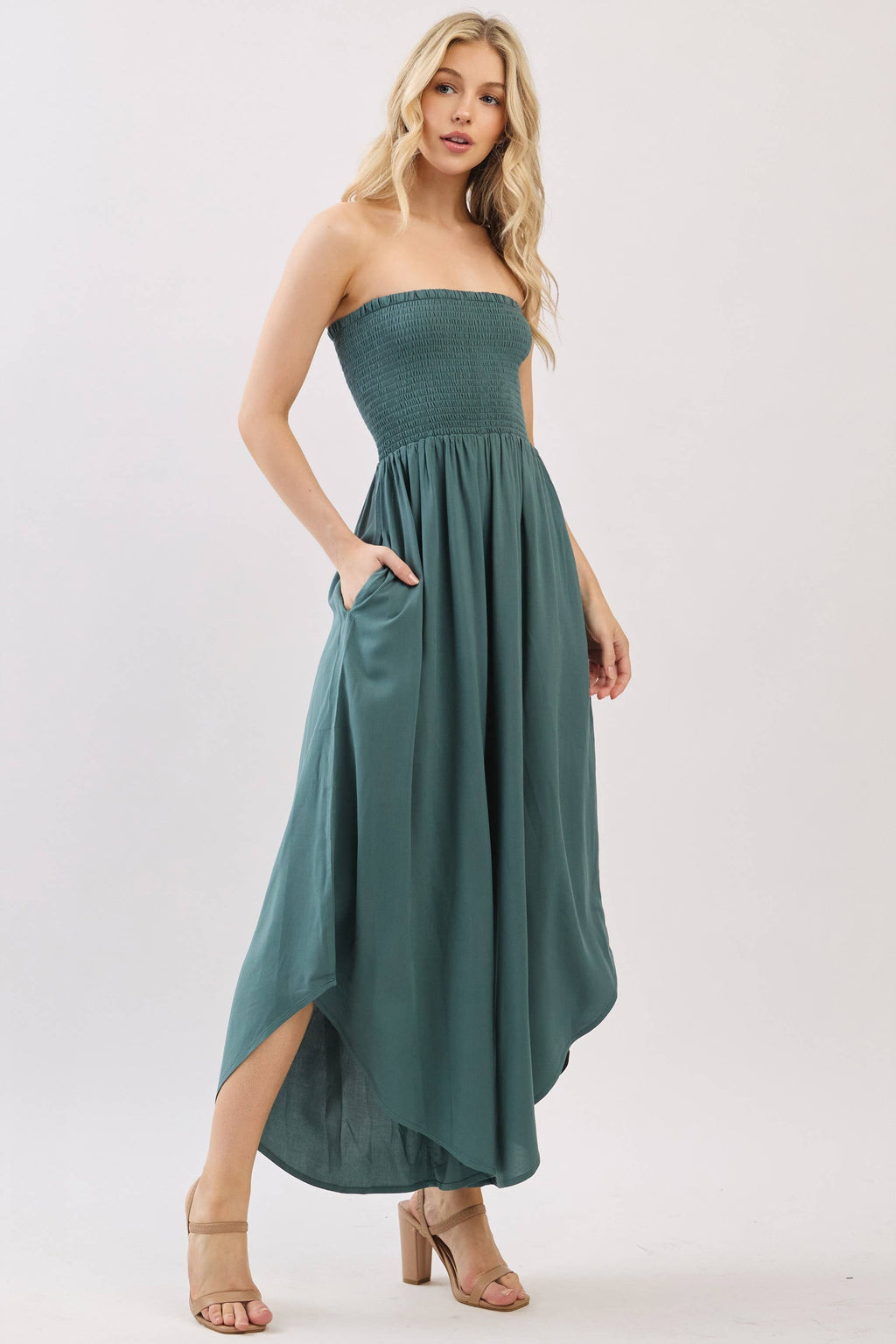 Serenity Smocked Strapless Jumpsuit