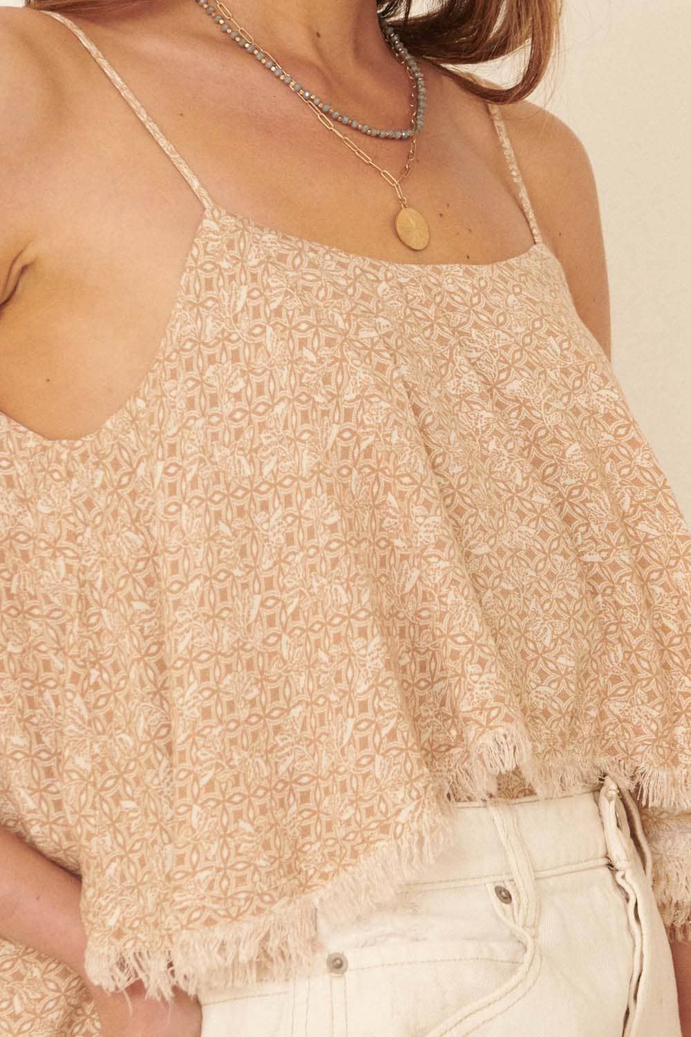 Straight Neck Frayed Ruffle Bodysuit