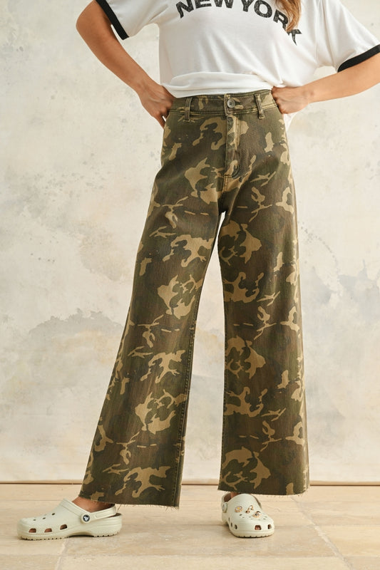 Camouflage Wide Leg Pants